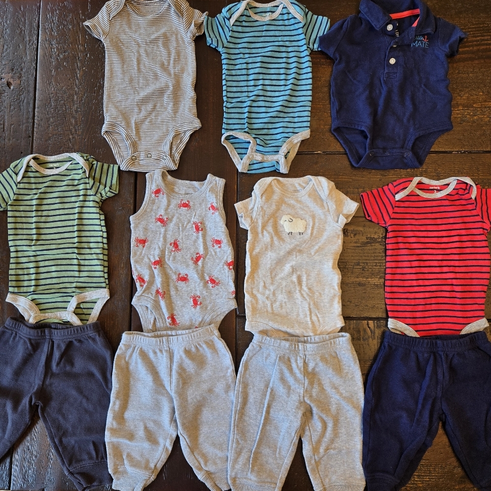 Carters 3 Month Bundle, 7 Oneies & 4 Pants